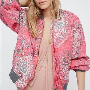 Free People Printed Bomber Jacket